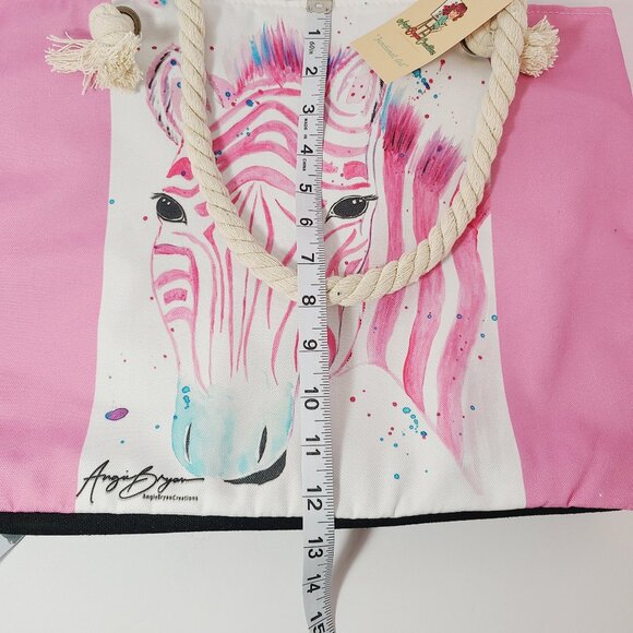 Pink Zebra Tote Bag by Angie Bryan Creations – Rope Handles - Picture 5 of 10